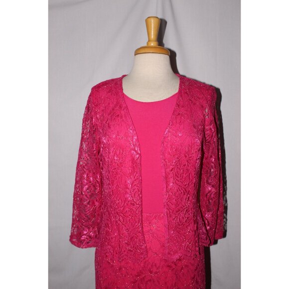 Fanny #1512 Floor Length Jersey & Lace MOB MOG Gown-Size S -FUCHSIA-NEW - Picture 7 of 10